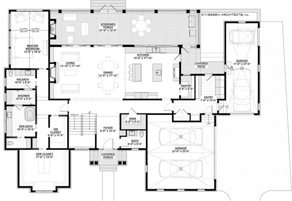 Architectural House Design - Floor Plan - Main Floor for Farmhouse House Plan #928-457 - 4 bed, 6.5 bath
