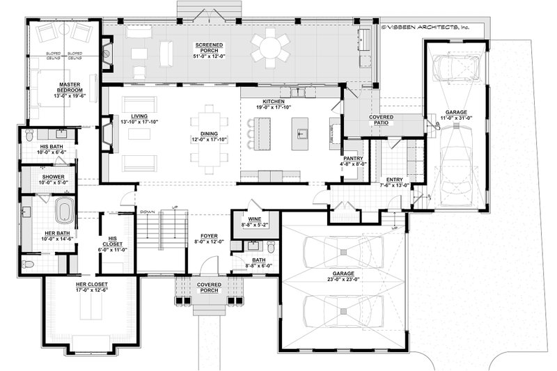 Architectural House Design - Floor Plan - Main Floor for Farmhouse House Plan #928-457 - 4 bed, 6.5 bath