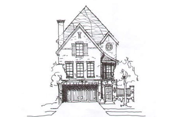Exterior - Front Elevation for European House Plan #141-221 - 3 bed, 3.5 bath