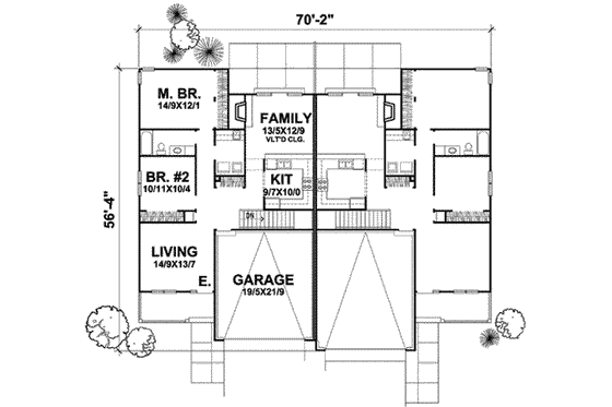 Floor Plan - Main Floor for Traditional House Plan #50-250 - 2 bed, 1 bath