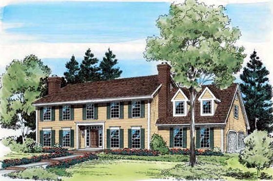 Exterior - Front Elevation for Colonial House Plan #312-303 - 4 bed, 2.5 bath