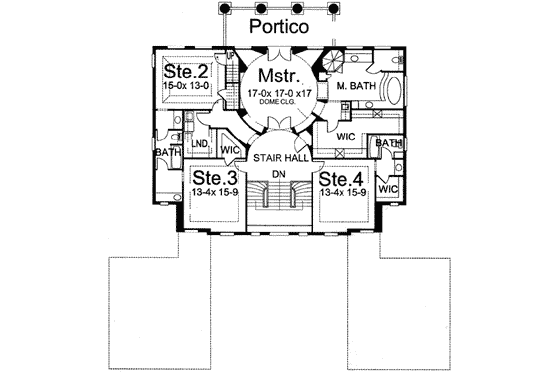 Floor Plan - Upper Floor for Classical House Plan #119-118 - 4 bed, 3.5 bath