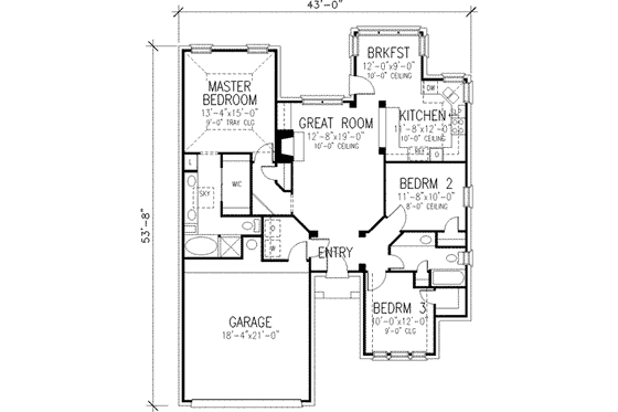 Floor Plan - Main Floor for Traditional House Plan #410-346 - 3 bed, 2 bath