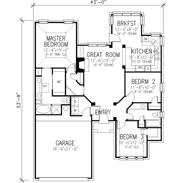 House Plan Design - Traditional Floor Plan - Main Floor Plan #410-346