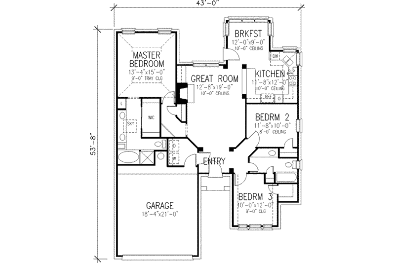 Dream House Plan - Floor Plan - Main Floor for Traditional House Plan #410-346 - 3 bed, 2 bath