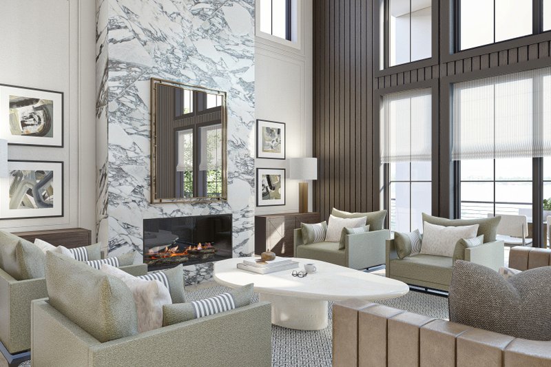 House Blueprint - Interior - Family Room for Modern House Plan #455-528 - 4 bed, 4.5 bath