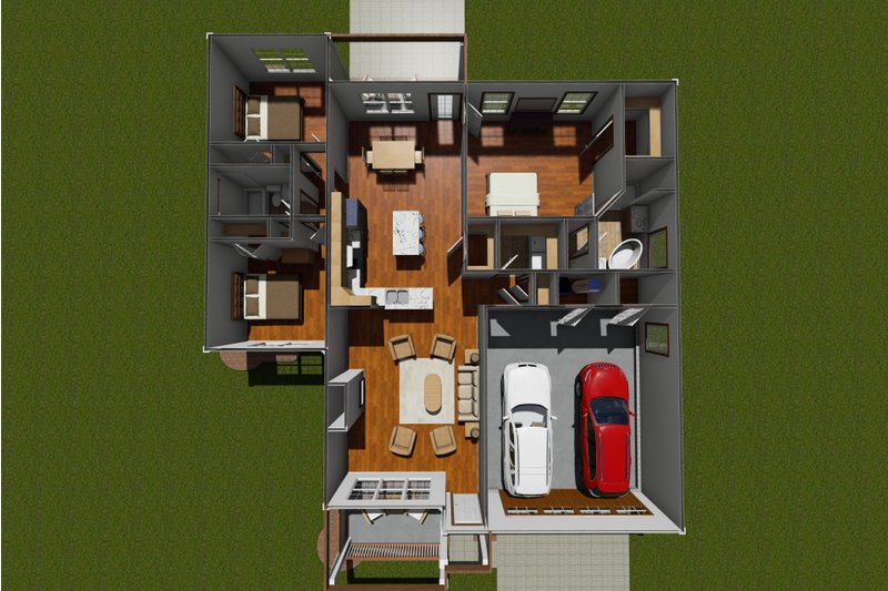 House Plan Design - Floor Plan - Main Floor 1 for Cottage House Plan #513-2089 - 3 bed, 2 bath