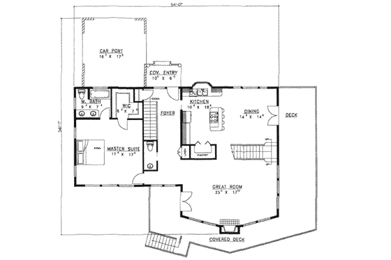 Floor Plan - Main Floor for Traditional House Plan #117-220 - 2 bed, 4 bath