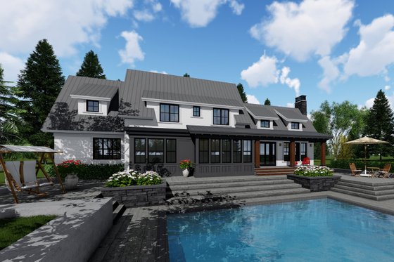 Exterior - Rear Elevation 2 for Farmhouse House Plan #51-1145 - 4 bed, 3.5 bath