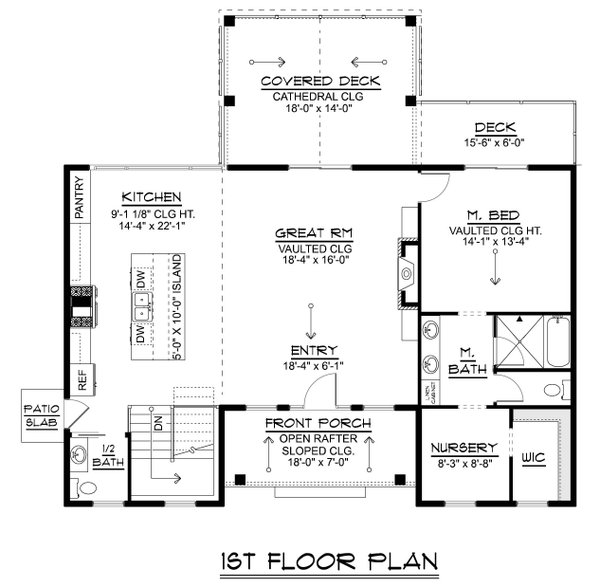 Architectural House Design - Floor Plan - Main Floor for Modern House Plan #1064-472 - 1 bed, 1.5 bath