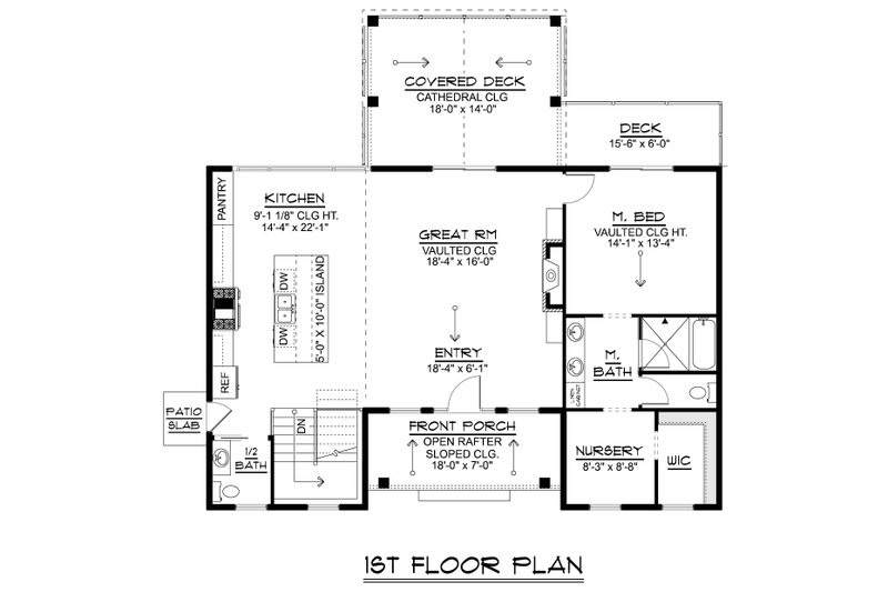 Architectural House Design - Floor Plan - Main Floor for Modern House Plan #1064-472 - 1 bed, 1.5 bath