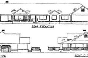 Exterior - Rear Elevation for Ranch House Plan #60-207 - 5 bed, 3 bath