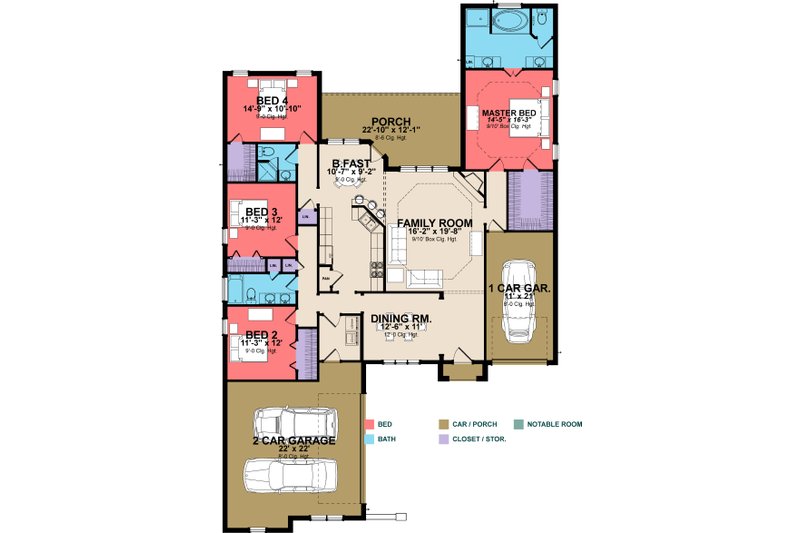 Architectural House Design - Floor Plan - Main Floor for Traditional House Plan #63-278 - 4 bed, 3 bath