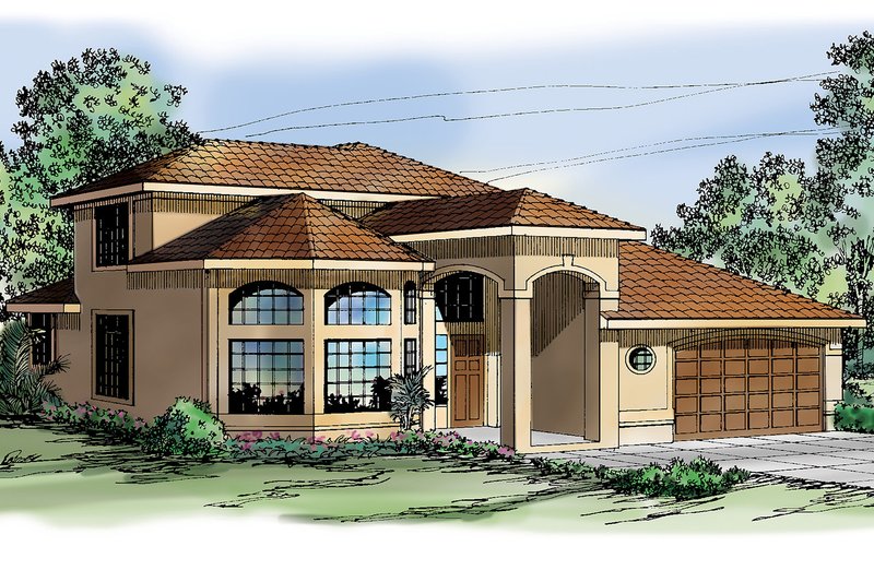 House Plan Design - Mediterranean Exterior - Front Elevation Plan #124-235