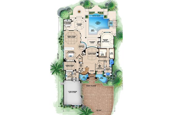 Floor Plan - Main Floor for European House Plan #27-463 - 5 bed, 5.5 bath