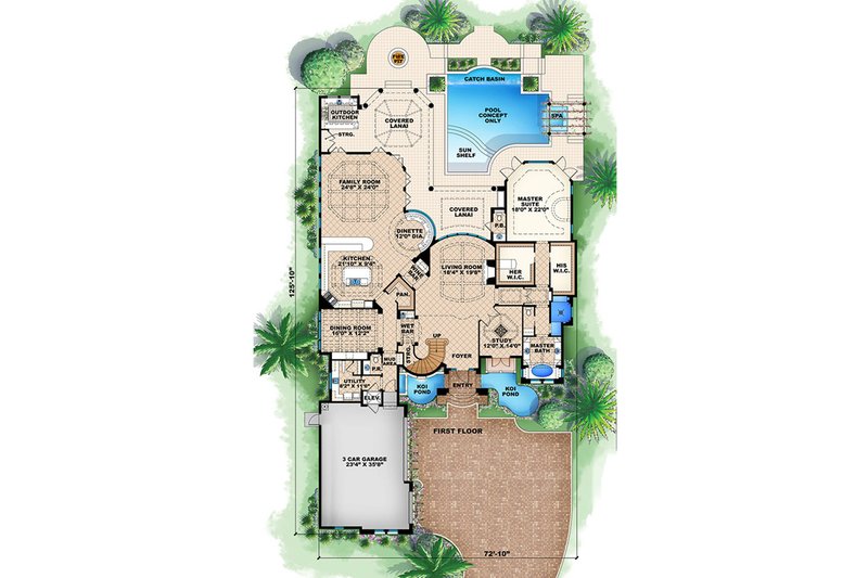 Architectural House Design - Floor Plan - Main Floor for European House Plan #27-463 - 5 bed, 5.5 bath