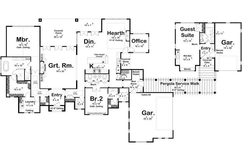 House Blueprint - Floor Plan - Main Floor for Modern House Plan #455-331 - 3 bed, 3.5 bath