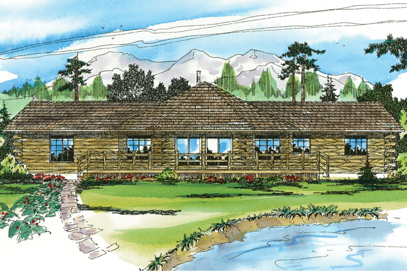 Log Style House Plan - 2 Beds 2 Baths 1390 Sq/Ft Plan #124-140