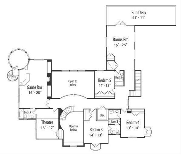 European Floor Plan - Upper Floor Plan #417-449