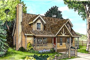 Cottage Exterior - Front Elevation Plan #140-123