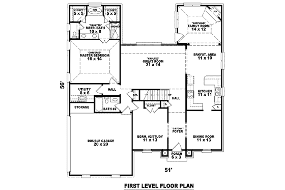Floor Plan - Main Floor for European House Plan #81-964 - 3 bed, 3 bath