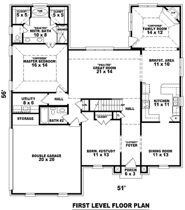 Floor Plan - Main Floor for European House Plan #81-964 - 3 bed, 3 bath