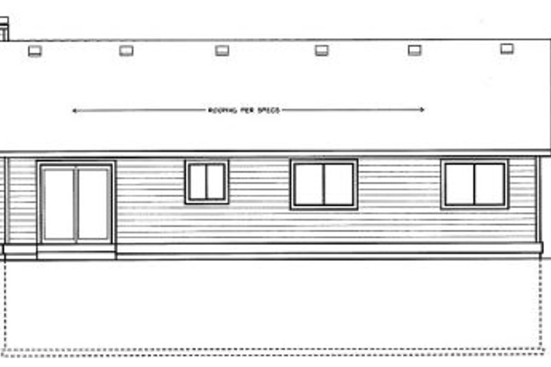 Architectural House Design - Exterior - Rear Elevation for Ranch House Plan #92-110 - 3 bed, 2 bath