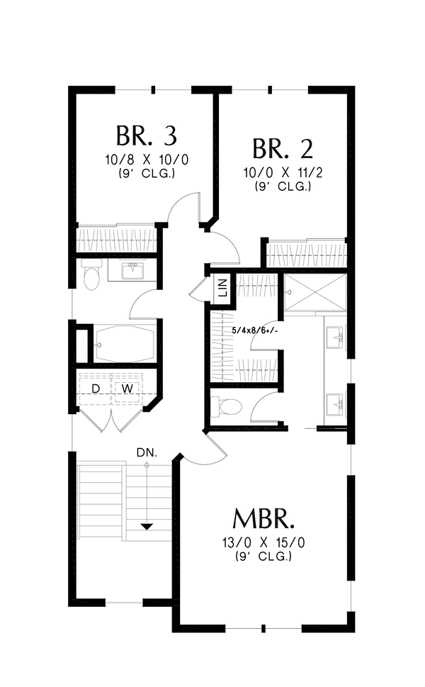 House Blueprint - Country Floor Plan - Upper Floor Plan #48-1134