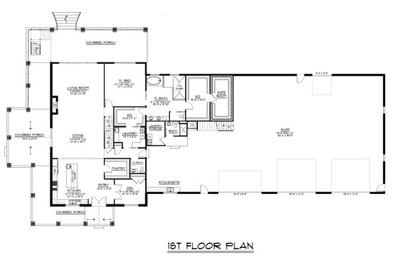 Floor Plan - Main Floor for Barndominium House Plan #1064-227 - 3 bed, 3.5 bath