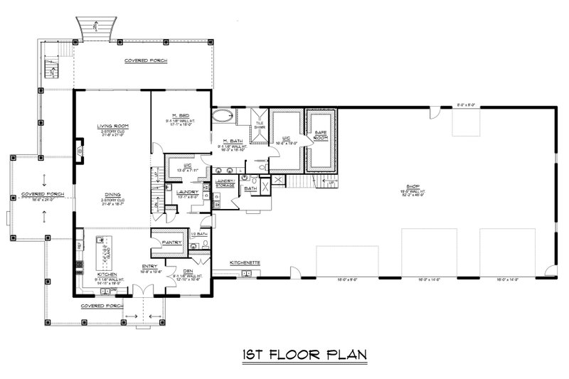 Dream House Plan - Floor Plan - Main Floor for Barndominium House Plan #1064-227 - 3 bed, 3.5 bath