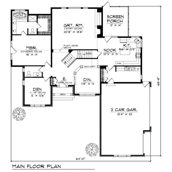 House Blueprint - Traditional Floor Plan - Main Floor Plan #70-402