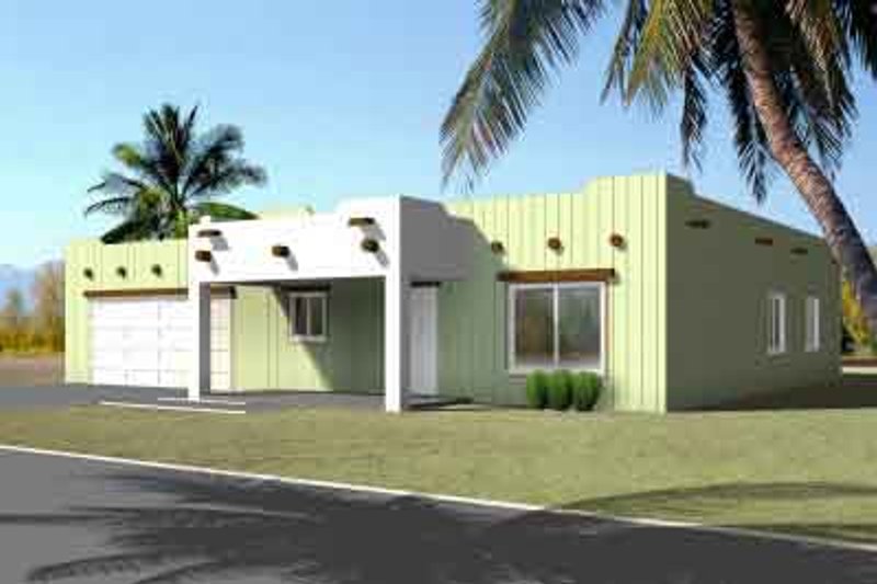 Dream House Plan - Adobe / Southwestern Exterior - Front Elevation Plan #1-1066