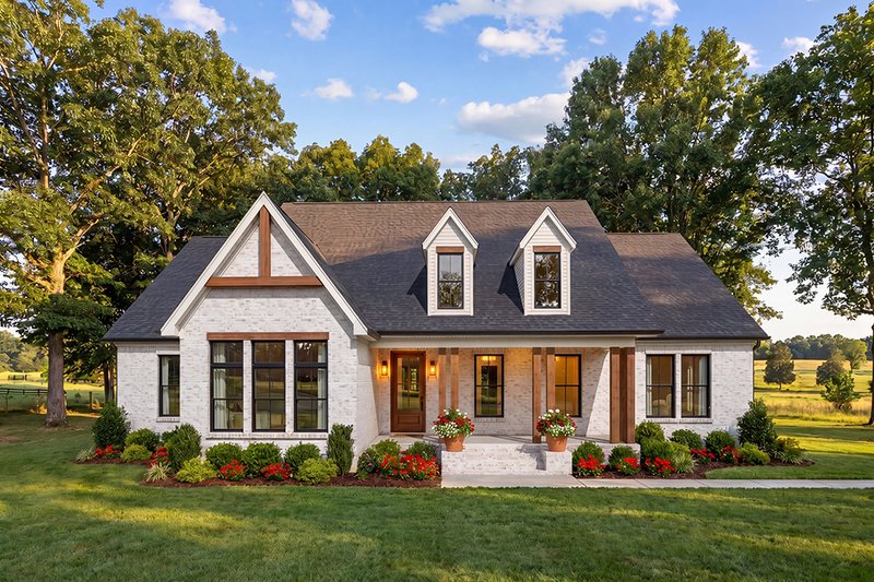 House Blueprint - Exterior - Front Elevation 3 for Traditional House Plan #406-9671 - 3 bed, 2 bath