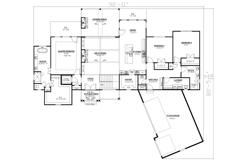 Home Plan - Floor Plan - Main Floor for Craftsman House Plan #437-132 - 3 bed, 2.5 bath