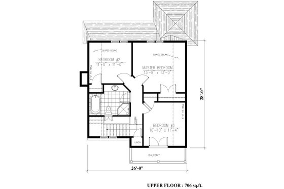 Floor Plan - Upper Floor for Farmhouse House Plan #138-345 - 3 bed, 1.5 bath