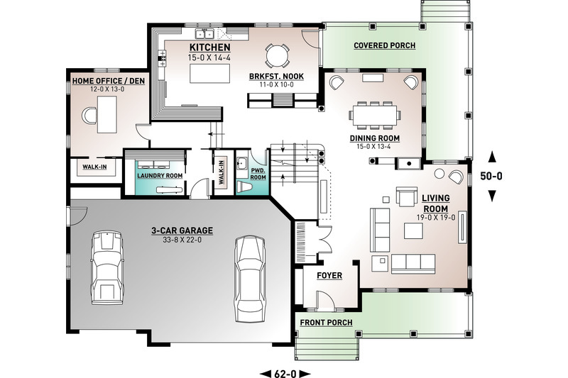Dream House Plan - Floor Plan - Main Floor for Traditional House Plan #23-570 - 3 bed, 2.5 bath