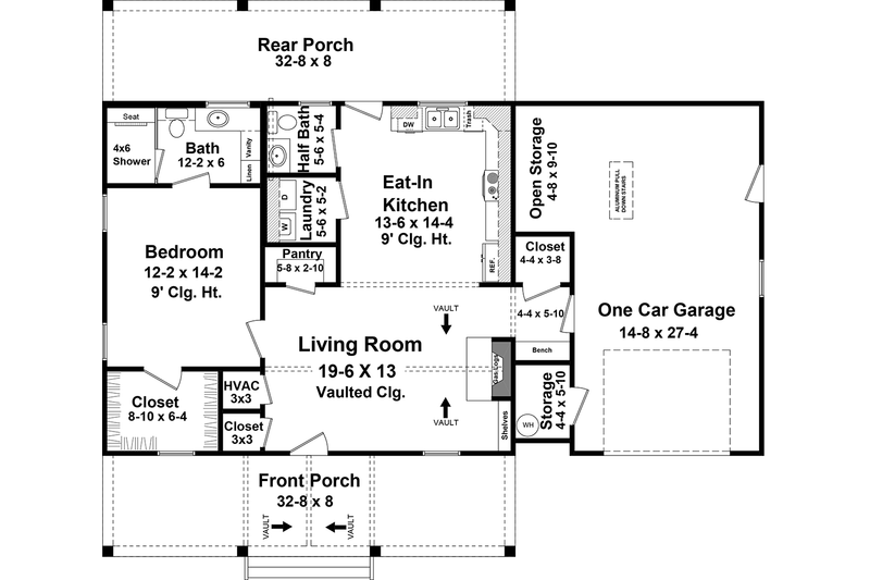 Architectural House Design - Floor Plan - Main Floor for Country House Plan #21-486 - 1 bed, 1.5 bath