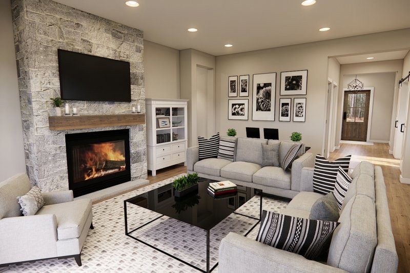 Home Plan - Interior - Family Room 1 for Craftsman House Plan #51-1530 - 3 bed, 2 bath