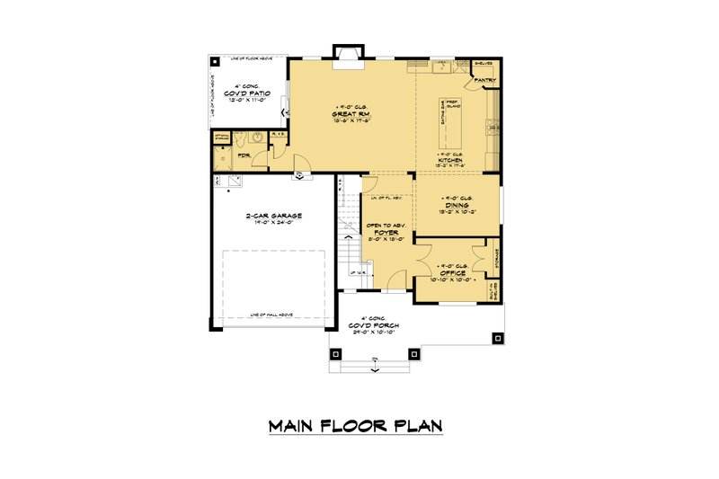 House Blueprint - Floor Plan - Main Floor for Craftsman House Plan #1066-152 - 4 bed, 3 bath