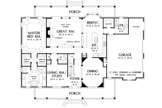 Floor Plan - Main Floor for Country House Plan #929-12 - 4 bed, 3.5 bath