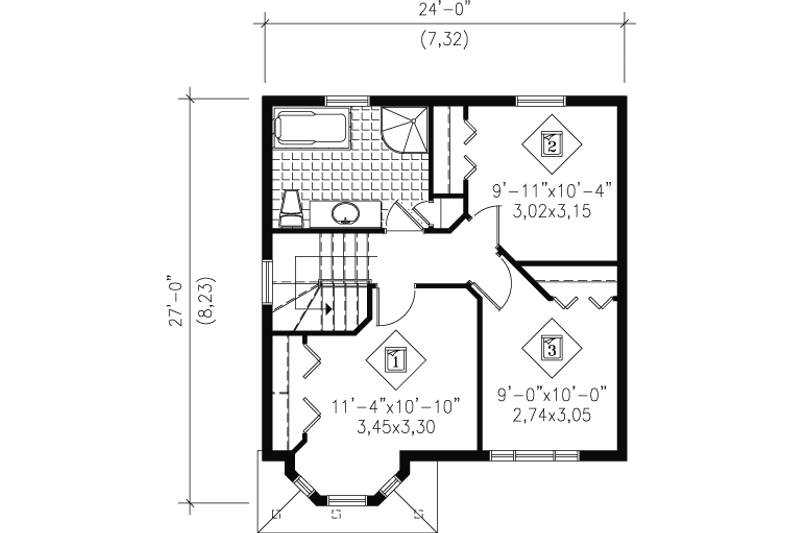 Dream House Plan - Floor Plan - Upper Floor for Farmhouse House Plan #25-4046 - 3 bed, 1.5 bath