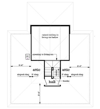 Floor Plan - Upper Floor for Southern House Plan #45-601 - 1 bed, 1.5 bath