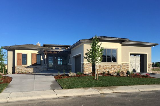 Exterior - Front Elevation 3 for Prairie House Plan #1069-8 - 4 bed, 3 bath