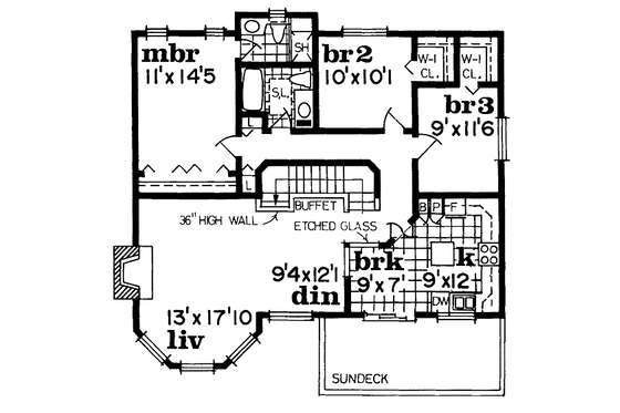 Floor Plan - Upper Floor for Traditional House Plan #47-166 - 3 bed, 2 bath