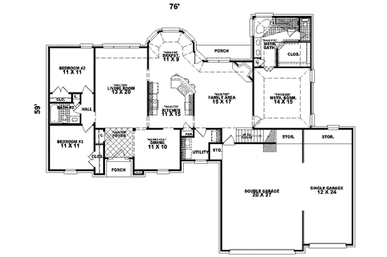Floor Plan - Main Floor for Traditional House Plan #81-313 - 3 bed, 2 bath