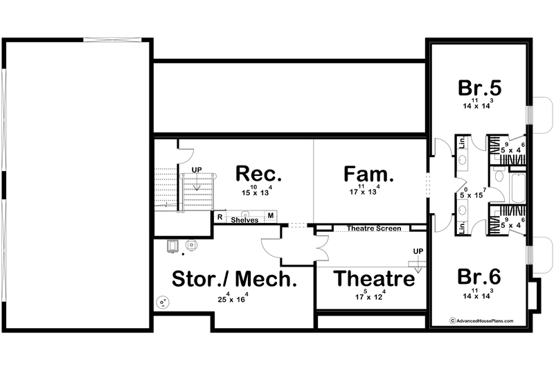House Plan Design - Floor Plan - Lower Floor for Modern House Plan #455-351 - 4 bed, 3.5 bath