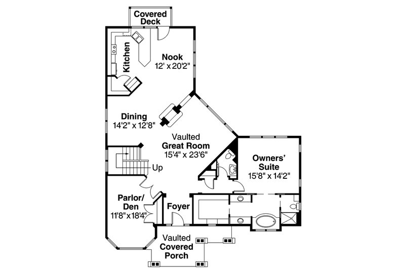 Home Plan - Floor Plan - Main Floor for Craftsman House Plan #124-622 - 3 bed, 2.5 bath