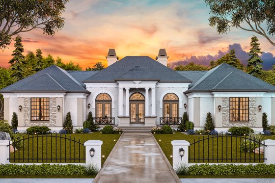 Exterior - Front Elevation 3 for European House Plan #119-322 - 4 bed, 3 bath