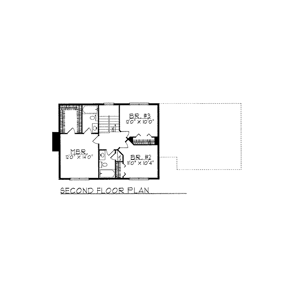 Colonial Floor Plan - Upper Floor Plan #70-150