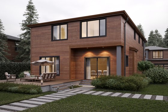 Exterior - Rear Elevation for Contemporary House Plan #1066-7 - 4 bed, 2.5 bath